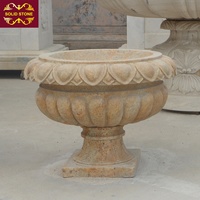 Pot de fleurs en pierre en gros, sculpté à la main, prêt à être expédié, jardinière en marbre, pot de fleurs en granit