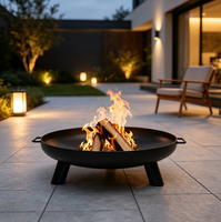 Bol à feu en acier Corten - Bol à feu extérieur contemporain avec support trépied - Parfait pour la cour, la terrasse ou la pelouse - Résistant aux intempéries