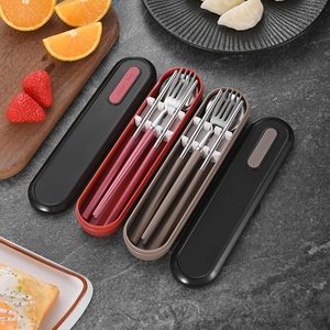 Haute Qualité Portable Coréen 304 En Acier Inoxydable <span class=keywords><strong>Portugal</strong></span> Vaisselle Baguettes Cuillère Fourchette 3 Pcs Couverts Ensemble pour Camping Voyages - Product Image 2