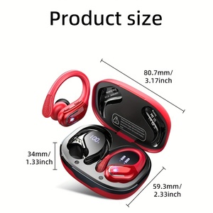 Nouveaux écouteurs sans fil pour les sports de course, écouteurs sans fil avec crochets d'oreille Pure Bass Sound, 60h <span class=keywords><strong>sur</strong></span> l'oreille casque avec double led - Product Image 3
