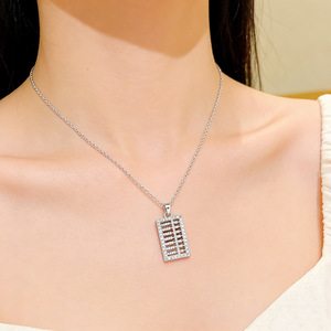 Trendy Abacus Pendant Necklace 18K Gold Plated Alloy Cubic Zirconia <b>Chain</b> Jewelry Unisex Everyday Wear - Product Image 3