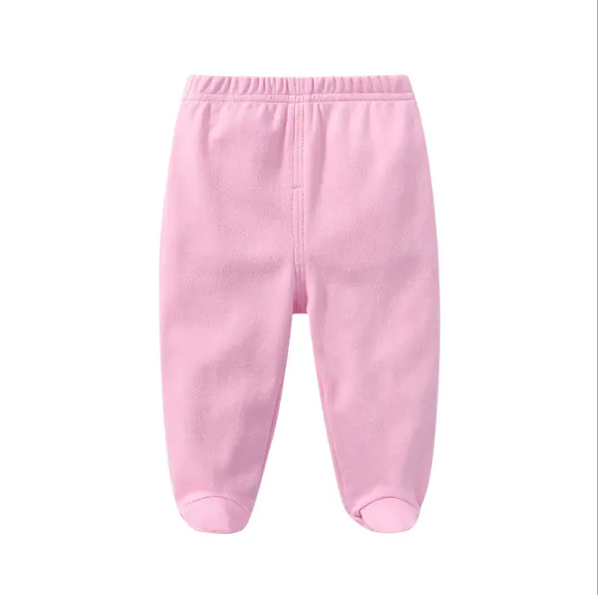 pink color baby legging 100% cotton feeted pants with customized wear for 0-12M