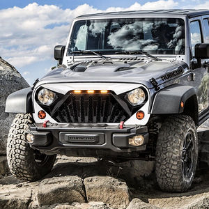 Grilles de voiture blanc et noir brillant Grille de pare-chocs avant de calandre de Style Goliath avec lumières LED ambre pour 2007-2018 Jeep <span class=keywords><strong>JK</strong></span> JKU <span class=keywords><strong>ABS</strong></span> nouveau - Product Image 5