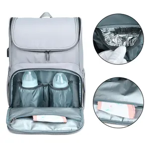 1 में 2 उच्च गुणवत्ता के साथ कस्टम पोर्टेबल बेबी डायपर बैग लंगोट बैग माँ के लिए बिस्तर पालना तह रूकसाक यात्रा बड़े क्षमता