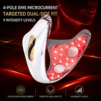 Appareil de lifting visage et cou à micro-courant 4 modes, compresse chaude LED 5 couleurs, masseur facial amincissant double menton