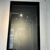 Porte intérieure battante moderne pour hôtel et villa, cadre en aluminium étroit, verre trempé de 8 mm, porte de séparation insonorisée