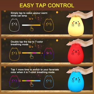 مصباح ليلي LED قابل لإعادة الشحن على شكل قطة لطيفة، تصميم كرتوني للأطفال، آمن من السيليكون لغرف نوم الأطفال - Product Image 6
