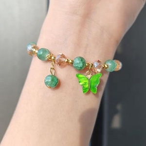 Bracelet en acier inoxydable avec perles de jade et de cristal en forme de papillon pour femmes, style chinois vintage, cadeau de fête - Product Image 6