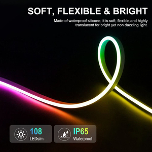 Bande lumineuse LED né<span class=keywords><strong>on</strong></span> RGB ESANN en silicone 6x12mm, étanche IP67, 12V/24V, télécommande via application, éclairage flexible pour maison et TV - Product Image 3