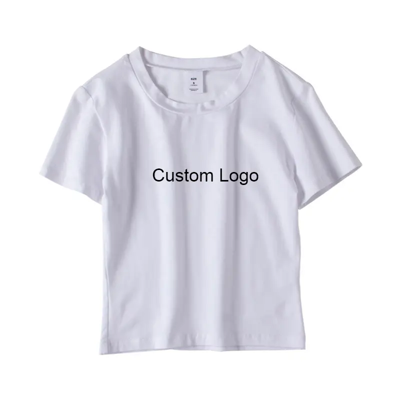Camiseta de bebé para mujer con estampado de logotipo personalizado 95% algodón 5% Spandex Sexy señoras verano liso apretado Crop Tops