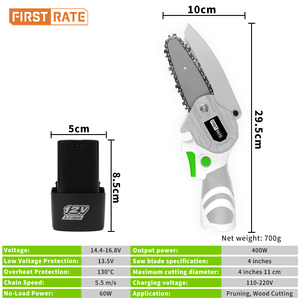 14.<span class=keywords><strong>4</strong></span>-16.8V 400W chải động cơ pin Chainsaw với 5.5 mét/giây chuỗi tốc độ <span class=keywords><strong>4</strong></span>-inch hướng dẫn thanh OEM & DIY Hỗ trợ - Product Image 2