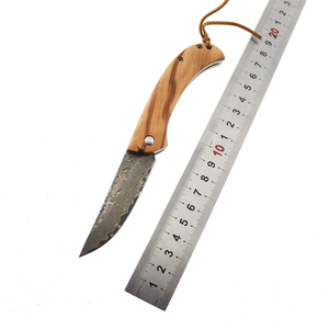 Damascus lưỡi thép tồn tại dao gỗ xử lý gấp túi dao với vỏ bọc da tùy chỉnh OEM - Product Image 6