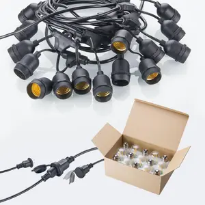 Iluminação externa à prova d'água IP65 110v 220v 10 15 24 soquetes S14 G45 lâmpadas LED de plástico decorativo luz de corda LED