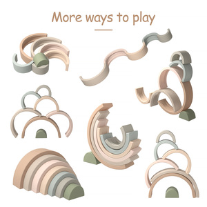 ODM-bloques de apilamiento de silicona sin BPA para bebés, mordedor de apilamiento de arcoíris para niños, juguete educativo para bebés - Product Image 4