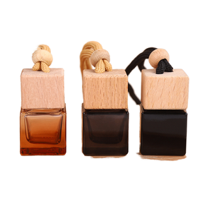 8ml High End Square Glass Custom Logo Screen Printed Lid Sealed Car Perfume Bottles Wooden Cover Hanging Fragrance <strong>Diffuser</strong> <strong>Reed</strong> - Product Image 1