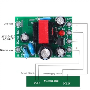 AC-DC החלפת מודול אספקת חשמל מבודדים פלט לוח PCB פלט 12v0.5a + 5v קלט 110-220v - Product Image 3