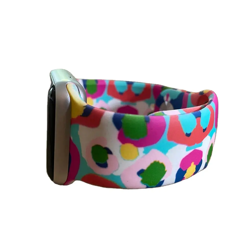 Bracelet multicolore en Silicone à imprimé léopard guépard, pour Apple Watch, personnalisé