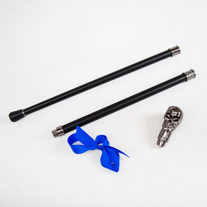 Canne de marche vintage en métal avec poignée en forme de crâne et nœud en ruban bleu, réglable, décorative, vente en gros - Product Image 5