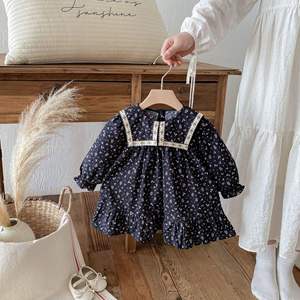 Новое хлопковое платье для девочек на весну 2026 года: с квадратным воротником, длинными рукавами, цветочным узором, в корейском стиле, детское платье принцессы - Product Image 2