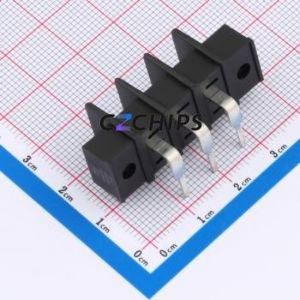 MX25RM-7.62-03P-BK01-Cu-S-A Barrier Terminal Block Bent Lead Through Hole,P=7.62mm Connector Two Sides 7.62mm 1x3P Right Angle - Product Image 2