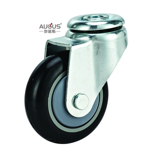 ล้อเลื่อน PU สีดำ/น้ำเงิน ขนาด 5 นิ้ว ยี่ห้อ Zhongshan <span class=keywords><strong>AUGUS</strong></span> พร้อมลูกปืนคู่ สำหรับรถเข็นช็อปปิ้ง - Product Image 2