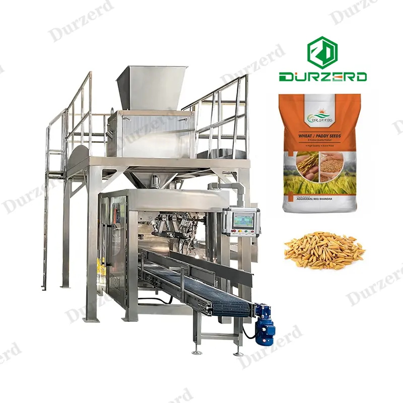 Máquina empacadora de pesaje de arroz de grano de Venta caliente Máquina empacadora de grano de 50kg Máquina empacadora y pesada de grano automática