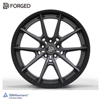 Roda Serat Karbon Tempa GUDE Baru Kapasitas Sepuluh Ribu Ton untuk Mercedes/Audi 17-23 Inci 25mm/20mm Desain Cekung Finishing Hitam Kustom