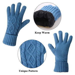 Fabricant de tricots Logo personnalisé Cable Knit Femmes Pom Pom Chapeau et Écharpe <span class=keywords><strong>Gants</strong></span> Ensemble <span class=keywords><strong>Femme</strong></span> Hiver Écharpe, Chapeau et <span class=keywords><strong>Gants</strong></span> Ensembles - Product Image 4