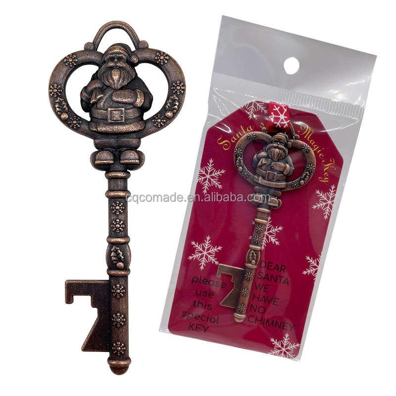 Schneller Versand Antike Kupfer Metall Santa Key Weihnachts schmuck Santa's Magic Keys