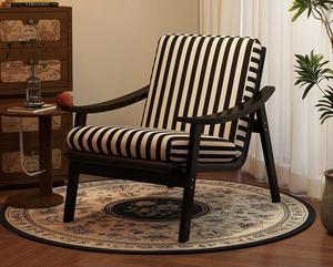 Fauteuil simple en bois de style français pour balcon de salon, décor de chambre à coucher vintage avec une <span class=keywords><strong>chaise</strong></span> relaxante légère et luxueuse - Product Image 2