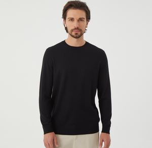 <span class=keywords><strong>2025</strong></span> Thiết Kế Mới Màu Sắc Rắn 14gg Người Đàn Ông Của 100% Merino Len Dệt Kim Biểu Tượng Tùy Chỉnh Dệt Kim Crew Cổ Kinh Doanh Áo Len Cho Mùa Thu - Product Image 4