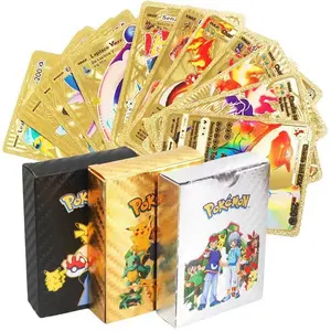55 pièces Poke mon TCG cartes Packs Vmax DX GX Rare Pvc cartes dorées TCG Booster boîte feuille d'or Poke mon carte à collectionner pour les fans