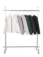 Sweat-shirt à capuche zippé pour homme avec surpiqûres contrastées, style rétro américain, en tissu épais, personnalisable