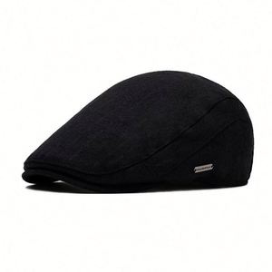 Autumn Fall Winter Fleece Lining Warmth Beret Hat for <b>Men</b> Fashion British Knitted Ivy Hat - Product Image 6