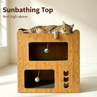 Mobilier pour chat d'intérieur en bois, maison carrée multi-niveaux avec espaces de repos privés superposés pour chatons