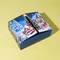 Boîte d'emballage personnalisée vide pour calendrier de l'avent de Noël en papier, 12 jours, 24 jours, double porte, pour chocolats, avec poignée
