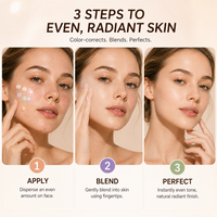Base de Teint Correctrice 3-en-1 et Changeante de Couleur, Légère à la Bétaïne pour une Peau Éclatante, Marque Privée