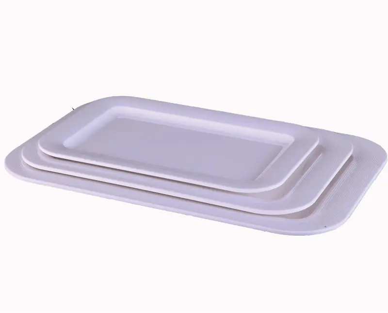 Long White Melamine Plates - 12',14'16' Dinner and Salad Plates set for Everyday Eating,Break Resistant