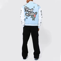 Blouson Bomber Oversize en Polaire de Laine OEM ODM, Streetwear, Impression Personnalisée, Motif Graphique, Vestes de Baseball en Cuir pour Hommes