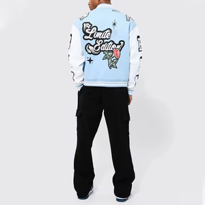 Blouson Bomber Oversize en Polaire de Laine OEM ODM, Streetwear, Impression Personnalisée, Motif Graphique, Vestes de Baseball en Cuir pour Hommes - Product Image 3