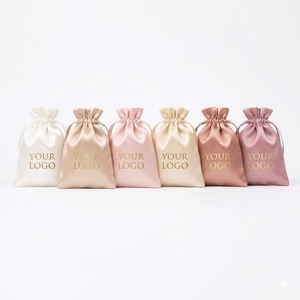 <span class=keywords><strong>Sac</strong></span> en satin lisse avec cordon de serrage, personnalisable avec logo, emballage de luxe pour cadeaux de fête et de vacances, idéal pour le marché nord-américain - Product Image 1