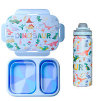 Boîte à lunch Portable en Silicone pour enfants avec ensemble de bouteilles d'eau conteneur de stockage de nourriture pliable boîte à lunch Bento pour enfants