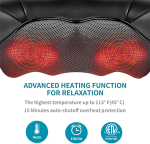Leercon Appareil de massage électrique Shiatsu pour les soins corporels avec chaleur et vibration pour le dos, le cou et les épaules, oreiller et soins infirmiers, amincissants - Product Image 4