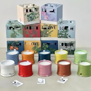 Bougies Parfumées à la Cire <span class=keywords><strong>de</strong></span> <span class=keywords><strong>Soja</strong></span> LOOWE Arôme <span class=keywords><strong>de</strong></span> Luxe en Pot en Céramique, Étiquette Privée Personnalisée pour Mariages et Noël, 190g/610g - Product Image 3
