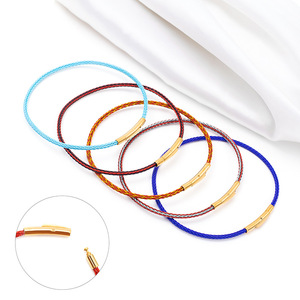 Latest Fashion Jewelry-Adjustable Stainless Steel Gold Buckle 2MM Wire Rope <b>Bracelets</b> Waterproof DIY <b>Bead</b> <b>Bracelet</b> - Product Image 2