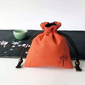 Pochette en velours blanc crème de luxe, sac personnalisé avec logo imprimé, sacs de rangement pour bijoux, pochette à cordon - Product Image 4