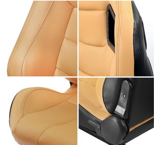 <span class=keywords><strong>Asientos</strong></span> Deportivos <span class=keywords><strong>Recaro</strong></span> Reclinables de Cuero PVC Negro con Costuras Negras y Respaldo de Cuero Carbono - Product Image 6