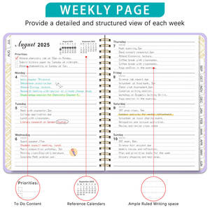 2025 nouvelle tendance produits US Spot A5 bureau d'affaires à feuilles mobiles anglais bobine calendrier hebdomadaire planificateur travail enregistrement calendrier cahier - Product Image 5