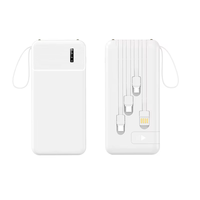 Affichage LED 4 câbles intégrés USB Type-C Haute capacité 10W Sortie Personnalisable 10000mAh Li-Polymère Mini Banque d'alimentation portable