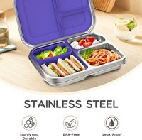 Boîte à lunch bento de luxe en acier inoxydable 304 sans BPA pour adultes avec 3 compartiments, étanche et portable